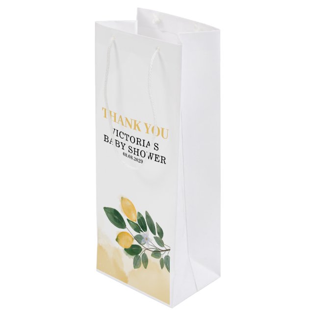 Lemon Baby Shower Wine Gift Bag (Back Angled)