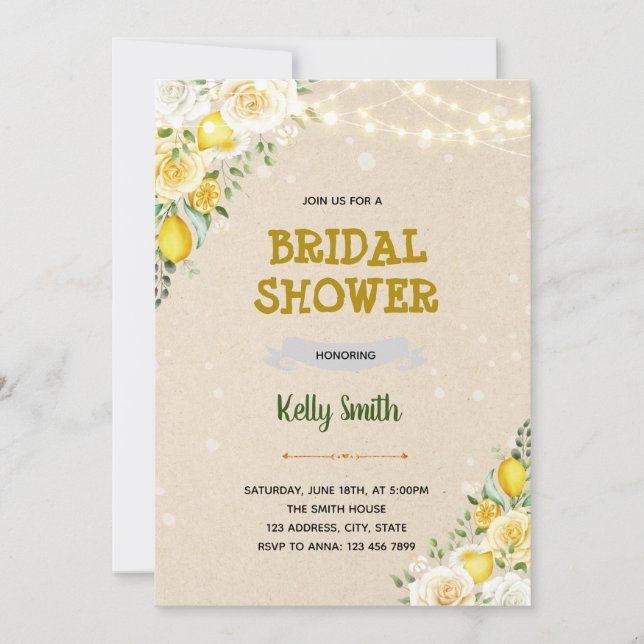 Lemon baby sprinkle invite (Front)