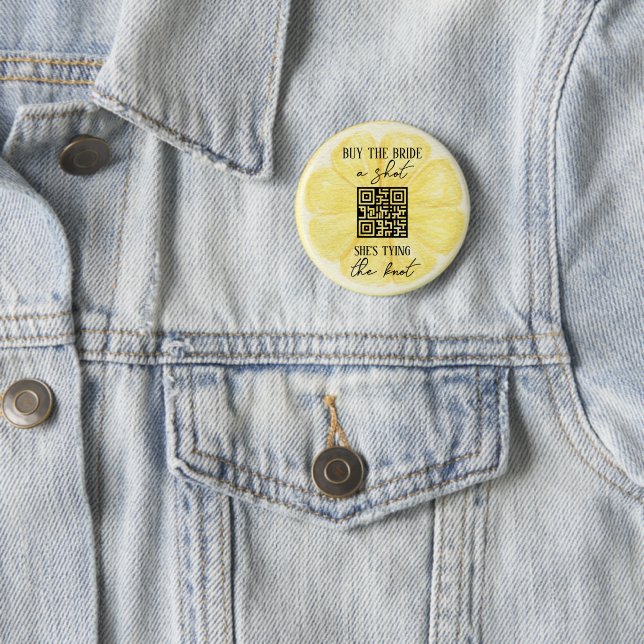 Lemon Bachelorette Party | Custom QR Code 6 Cm Round Badge (In Situ)