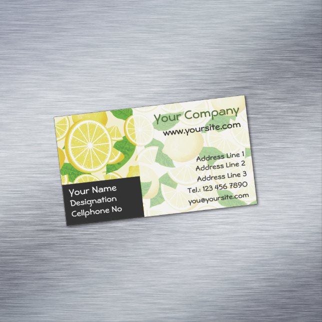 Lemon Background Business Card Magnet (In Situ)