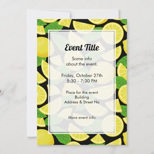Lemon Background Invitation (Back)