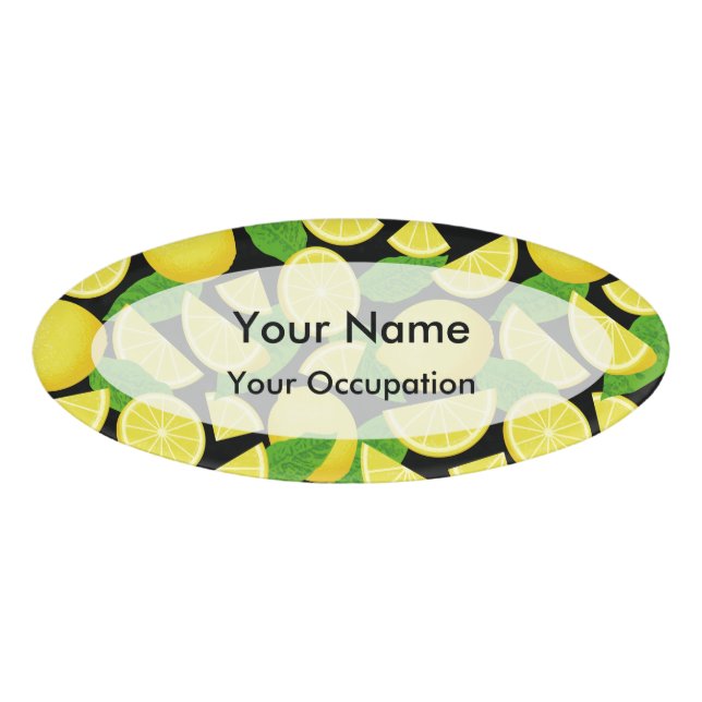 Lemon Background Name Tag (Front)