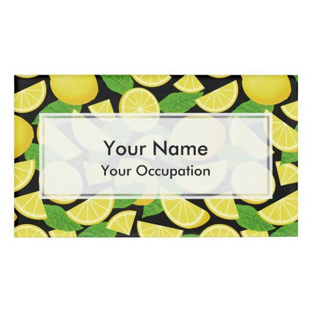 Lemon Background Name Tag (Front)