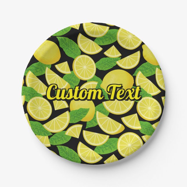 Lemon Background Paper Plate (Front)