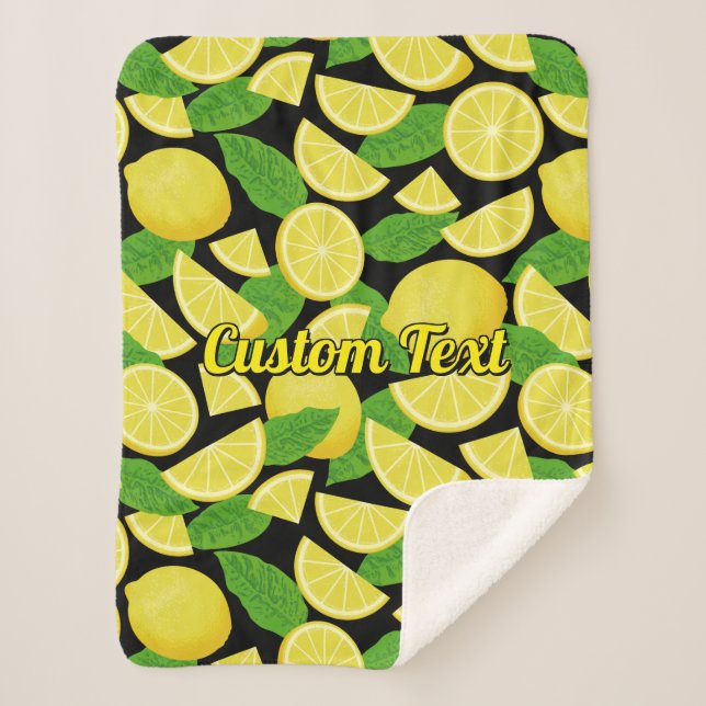 Lemon Background Sherpa Blanket (Front)