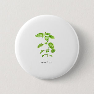 Lemon balm herb watercolor garden 6 cm round badge