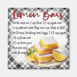 Lemon Bars Recipe Magnet