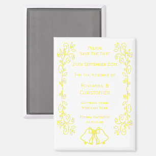 Lemon Bells Scrollwork Wedding Save The Date Magnet