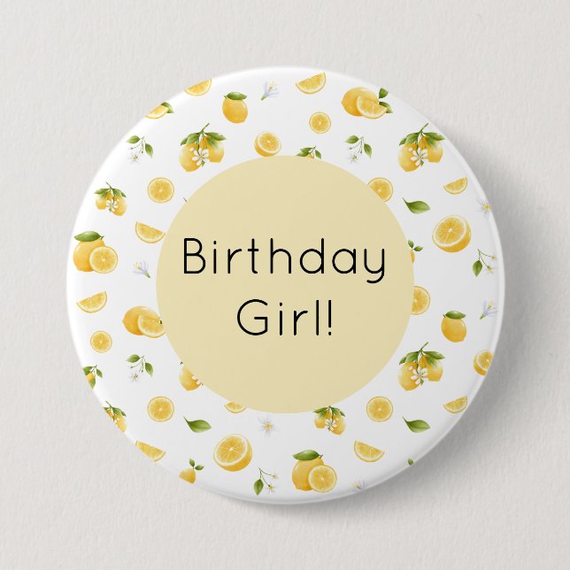 Lemon Birthday 7.5 Cm Round Badge (Front)