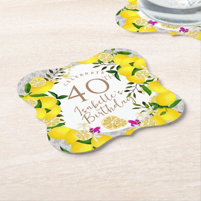 Lemon Birthday Paper Coaster (Angled)