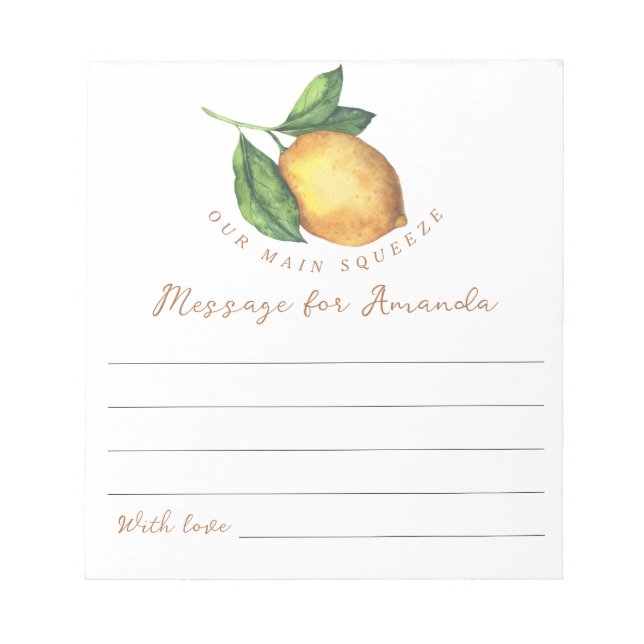 Lemon birthday time capsule message notepad (Front)