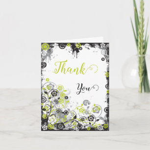 Lemon & Black Splatter Floral Thank You Card