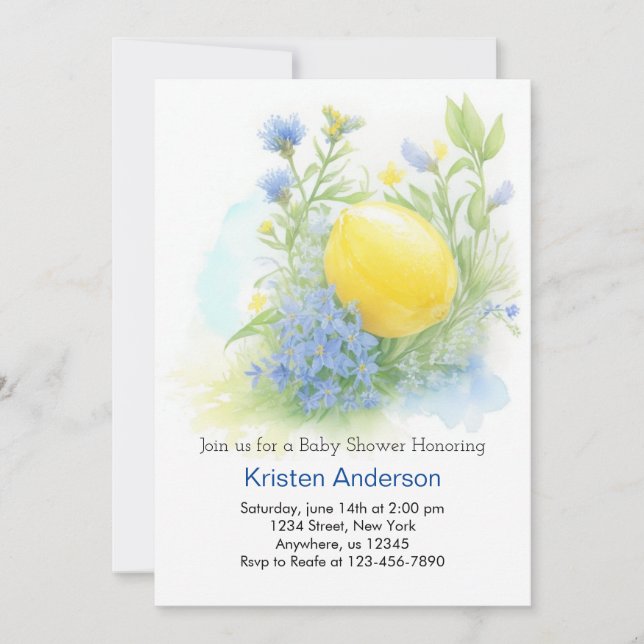 Lemon Blissful Citrus Adventure Boy Baby Shower Invitation (Front)