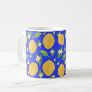 Lemon Bloom Collection patterned blue Coffee Mug