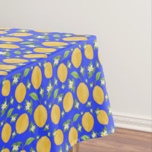 Lemon Bloom Collection patterned blue Tablecloth