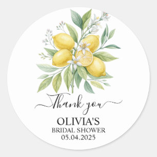 Lemon Blossom Bridal Shower Classic Round Sticker