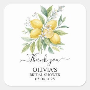 Lemon Blossom Bridal Shower Square Sticker