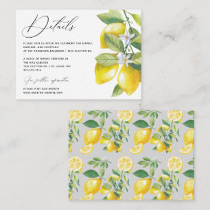 Lemon Blossom Citrus Wedding Details Enclosure Card