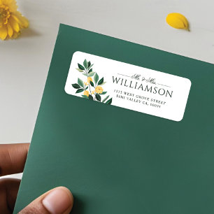 Lemon Blossom Floral Tree Elegant Minimal Wedding Return Address Label