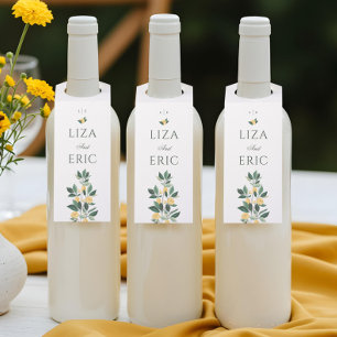 Lemon Blossom Floral Tree Elegant White Wedding Bottle Tag