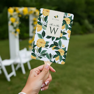 Lemon Blossom Floral Tree Elegant White Wedding Hand Fan