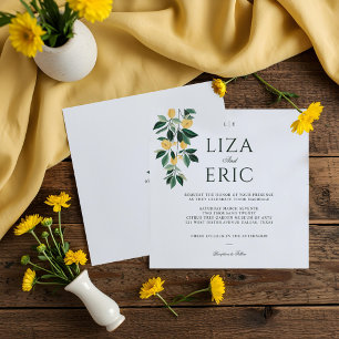 Lemon Blossom Floral Tree Elegant White Wedding Invitation