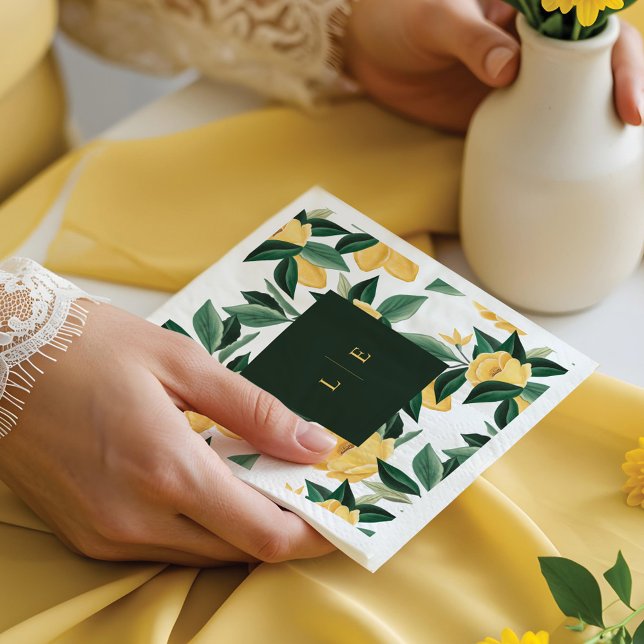 Lemon Blossom Floral Tree Elegant White Wedding Napkin (Lemon Blossom Floral Tree Elegant White Wedding Napkins)
