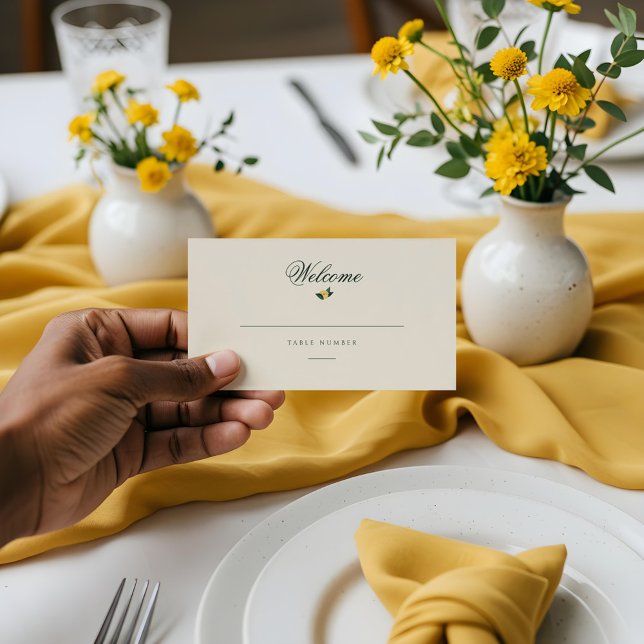 Lemon Blossom Floral Tree Elegant Yellow Wedding Place Card (Lemon Blossom Floral Tree Elegant Yellow Wedding Place Card)