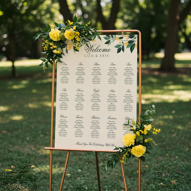 Lemon Blossom Floral Tree Elegant Yellow Wedding Poster (Lemon Blossom Floral Tree Elegant Yellow Wedding Poster)