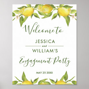 Lemon Blossom Greenery Engagement Party Sign