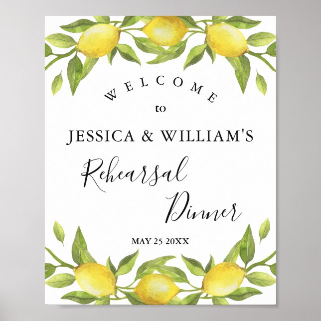 Lemon Blossom Greenery  Rehearsal Dinner Sign (Front)