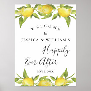 Lemon Blossom Greenery Wedding Welcome Sign