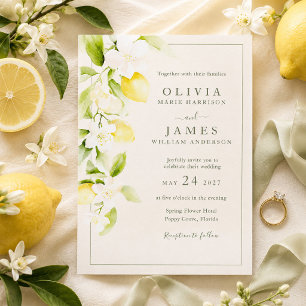 Lemon Blossom Ivory Garden Wedding Invitation