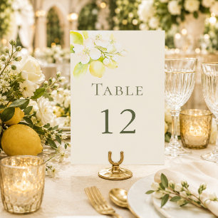 Lemon Blossom Ivory Garden Wedding Table Number