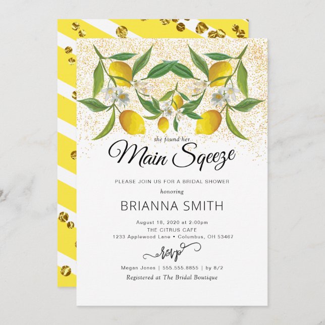 Lemon Blossom Magical Sand Bridal Shower Invitation (Front/Back)