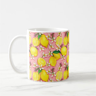 Lemon Blossom Pattern Pink Mug