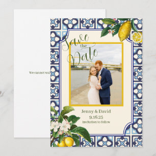 lemon blossoms in Italy engagement Save the date Invitation