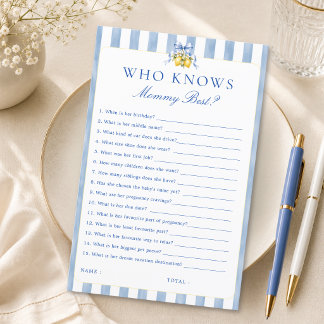 Lemon Blue Baby Shower Who Knows Mummy Best Game