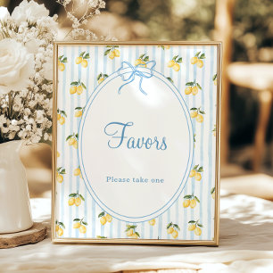 Lemon Blue Bow Italian Favours Poster