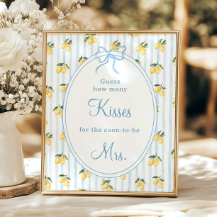 Lemon Blue Bow Italian Guess how many Kisse Poster