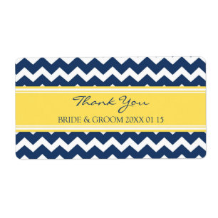 Lemon Blue Chevron Wedding Labels