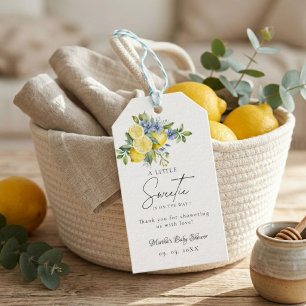 Lemon  Blue Citrus Fruit Summer Baby Shower Gift Tags