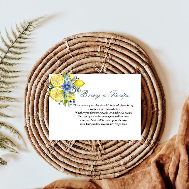 Lemon Blue Floral  Book recipe for the bride Enclosure Card (Creator Uploaded)