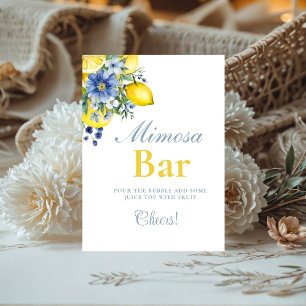 Lemon Blue Floral Citrus Mimosa Bar Sign
