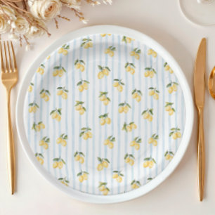 Lemon Blue Italian Bridal Shower Paper Plate