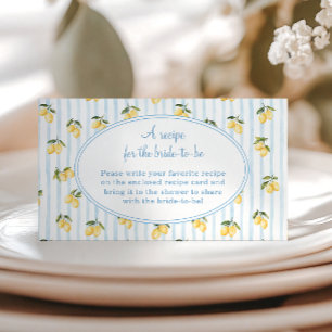 Lemon Blue Italian Bridal Shower recipe request Enclosure Card