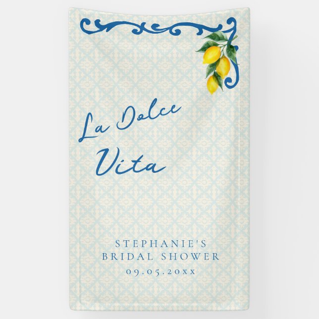 Lemon Blue La Dolce Vita Italian Inspired Bridal Banner (Vertical)