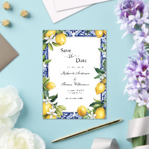 Lemon Blue Mediterranean Wedding The Save Date Acrylic Invitations