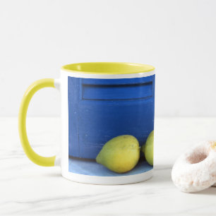Lemon blue mug and doughnut