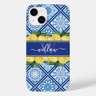 Lemon Blue Tile Backsplash Monogram Case-Mate iPhone 14 Case
